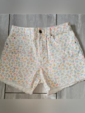 Billabong White Floral Denim Shorts